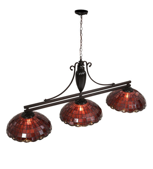 Meyda Lighting Elan 70" 3-Light Mahogany Bronze Island Pendant Light With Ruby Shade Glass