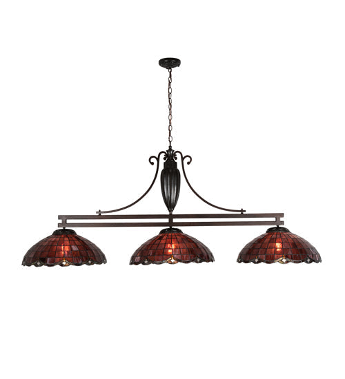 Meyda Lighting Elan 70" 3-Light Mahogany Bronze Island Pendant Light With Ruby Shade Glass
