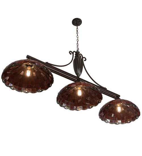Meyda Lighting Elan 70" 3-Light Mahogany Bronze Island Pendant Light With Ruby Shade Glass