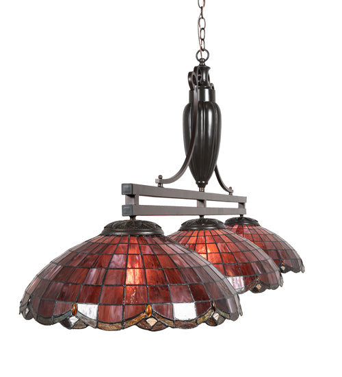 Meyda Lighting Elan 70" 3-Light Mahogany Bronze Island Pendant Light With Ruby Shade Glass