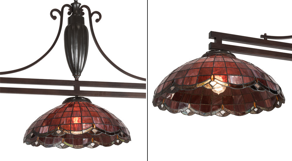 Meyda Lighting Elan 70" 3-Light Mahogany Bronze Island Pendant Light With Ruby Shade Glass