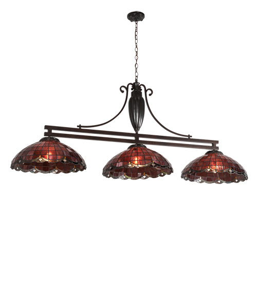 Meyda Lighting Elan 70" 3-Light Mahogany Bronze Island Pendant Light With Ruby Shade Glass