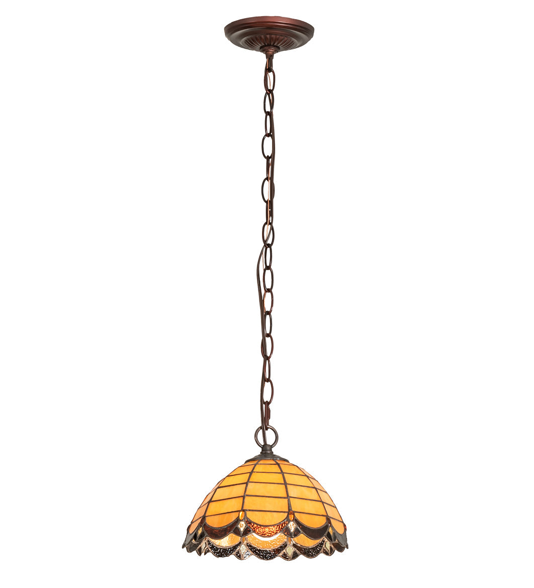 Meyda Lighting Elan 9" Mahogany Bronze Pendant Light With Amber & Brown Shade Glass