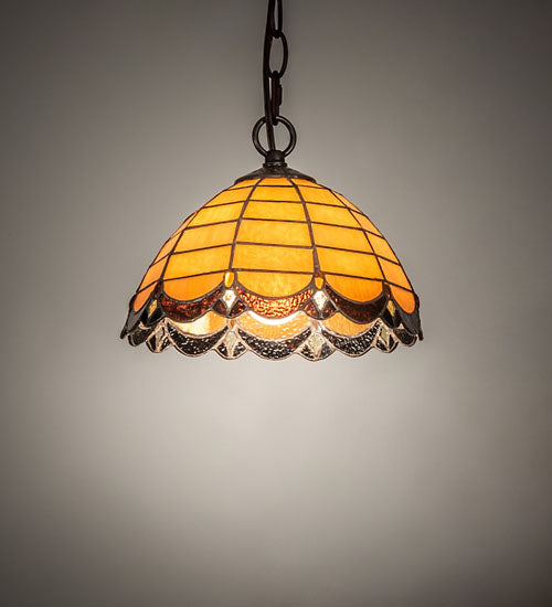 Meyda Lighting Elan 9" Mahogany Bronze Pendant Light With Amber & Brown Shade Glass