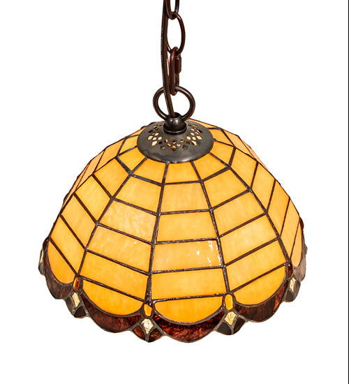 Meyda Lighting Elan 9" Mahogany Bronze Pendant Light With Amber & Brown Shade Glass
