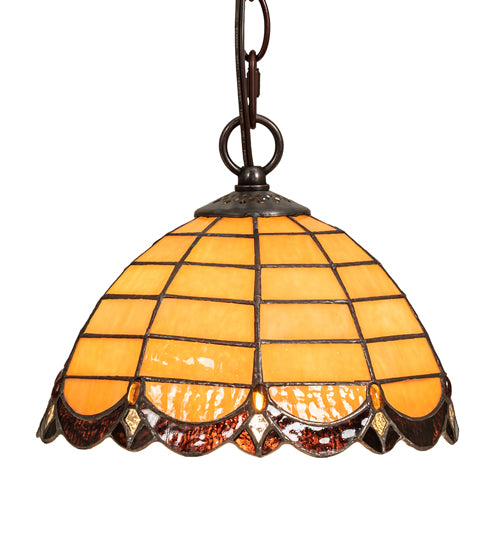 Meyda Lighting Elan 9" Mahogany Bronze Pendant Light With Amber & Brown Shade Glass