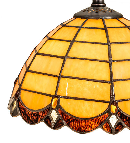 Meyda Lighting Elan 9" Mahogany Bronze Pendant Light With Amber & Brown Shade Glass
