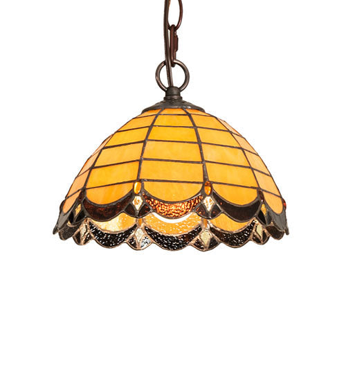 Meyda Lighting Elan 9" Mahogany Bronze Pendant Light With Amber & Brown Shade Glass