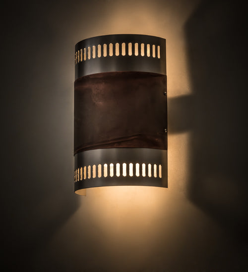 Meyda Lighting Elements 8" 2-Light Nickel & Acid Burnt Copper Wall Sconce