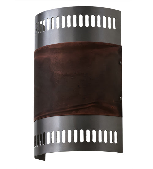 Meyda Lighting Elements 8" 2-Light Nickel & Acid Burnt Copper Wall Sconce