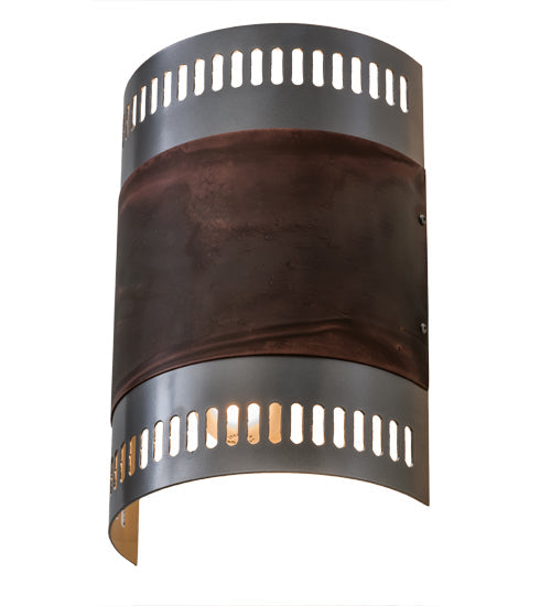 Meyda Lighting Elements 8" 2-Light Nickel & Acid Burnt Copper Wall Sconce