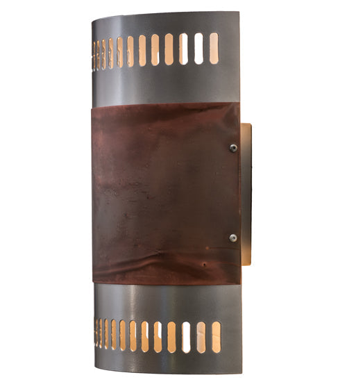 Meyda Lighting Elements 8" 2-Light Nickel & Acid Burnt Copper Wall Sconce