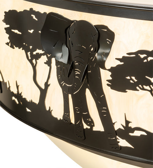 Meyda Lighting Elephant 54" 12-Light Timeless Bronze Inverted Pendant Light With Beige Sahara Taupe Idalight Shade