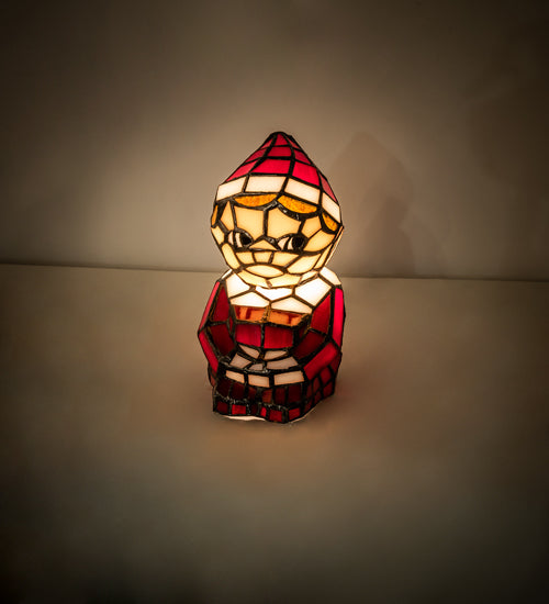 Meyda Lighting Elf 240398 7" Accent Table Lamp With Red & White Shade Glass