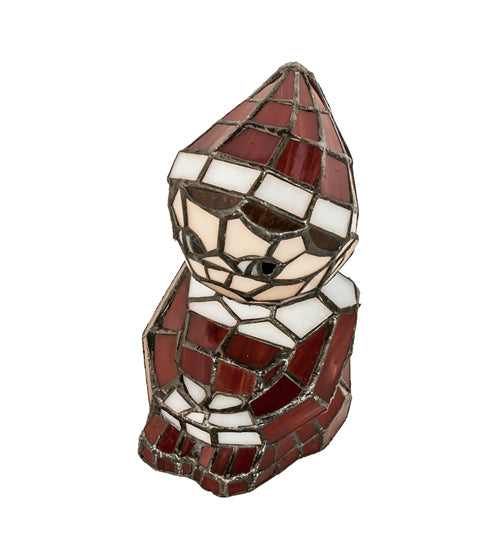 Meyda Lighting Elf 240398 7" Accent Table Lamp With Red & White Shade Glass