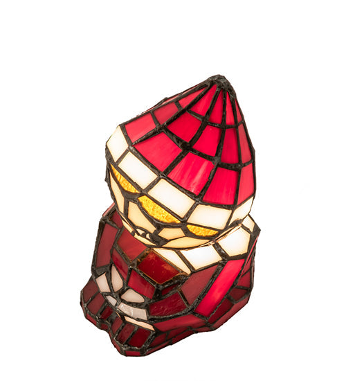 Meyda Lighting Elf 240398 7" Accent Table Lamp With Red & White Shade Glass