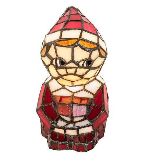 Meyda Lighting Elf 240398 7" Accent Table Lamp With Red & White Shade Glass