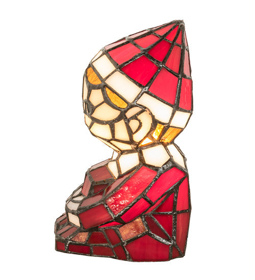 Meyda Lighting Elf 240398 7" Accent Table Lamp With Red & White Shade Glass