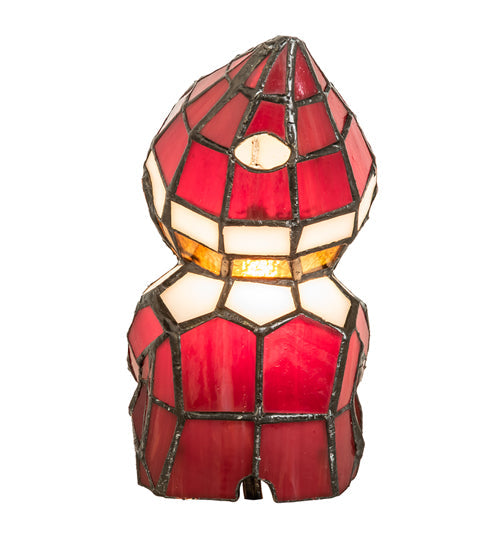 Meyda Lighting Elf 240398 7" Accent Table Lamp With Red & White Shade Glass