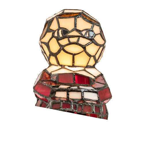 Meyda Lighting Elf 240398 7" Accent Table Lamp With Red & White Shade Glass
