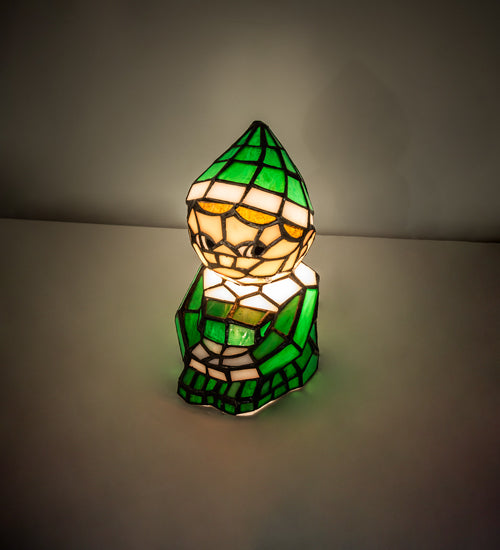 Meyda Lighting Elf 240399 7" Accent Table Lamp With Green & White Shade Glass