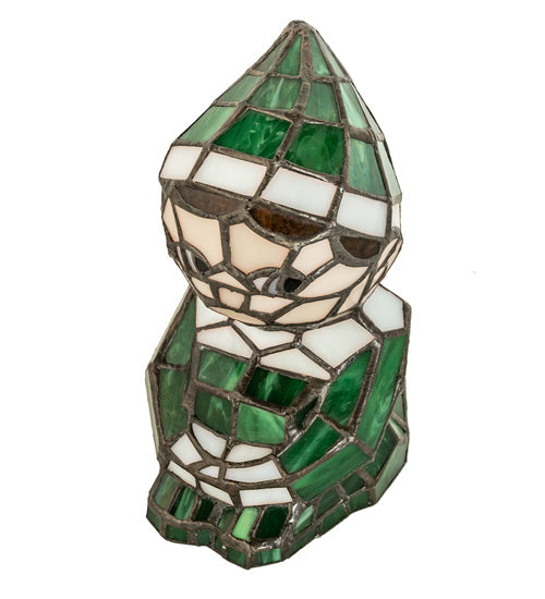 Meyda Lighting Elf 240399 7" Accent Table Lamp With Green & White Shade Glass