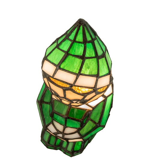 Meyda Lighting Elf 240399 7" Accent Table Lamp With Green & White Shade Glass