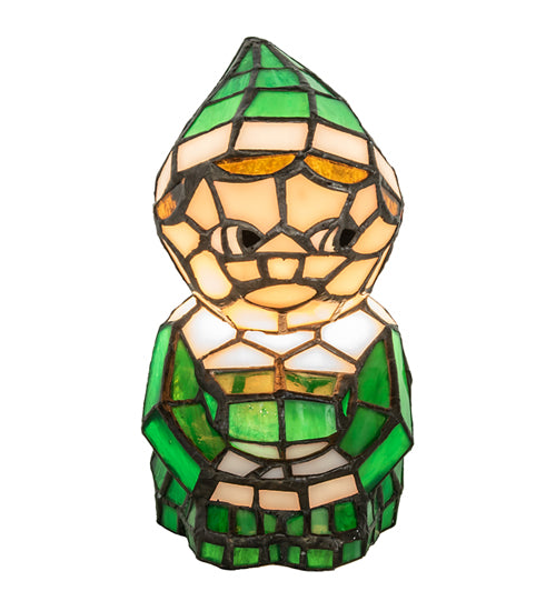Meyda Lighting Elf 240399 7" Accent Table Lamp With Green & White Shade Glass
