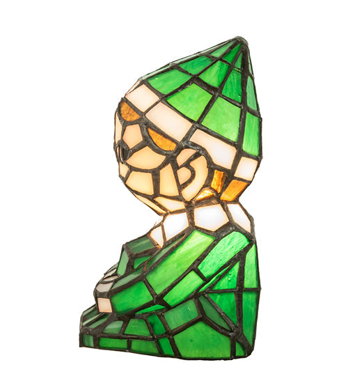 Meyda Lighting Elf 240399 7" Accent Table Lamp With Green & White Shade Glass