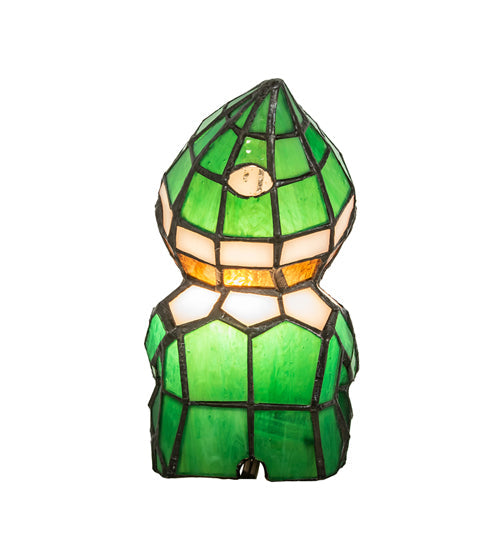 Meyda Lighting Elf 240399 7" Accent Table Lamp With Green & White Shade Glass