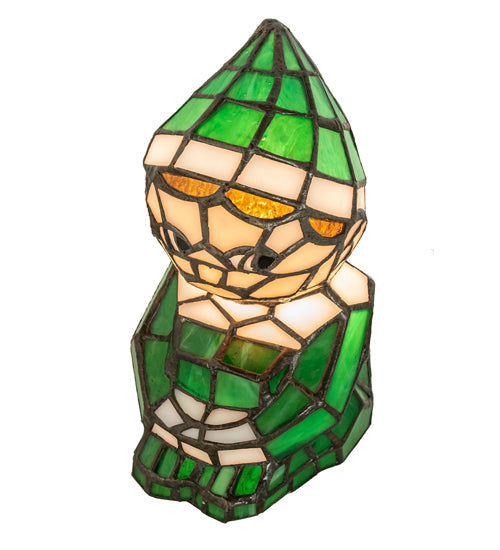 Meyda Lighting Elf 240399 7" Accent Table Lamp With Green & White Shade Glass