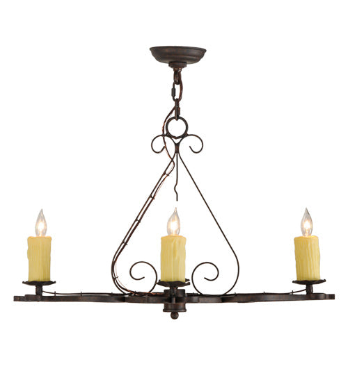 Meyda Lighting Elianna 28" 4-Light Cajun Spice Chandelier With Amber Faux Candlelight