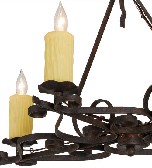Meyda Lighting Elianna 28" 4-Light Cajun Spice Chandelier With Amber Faux Candlelight