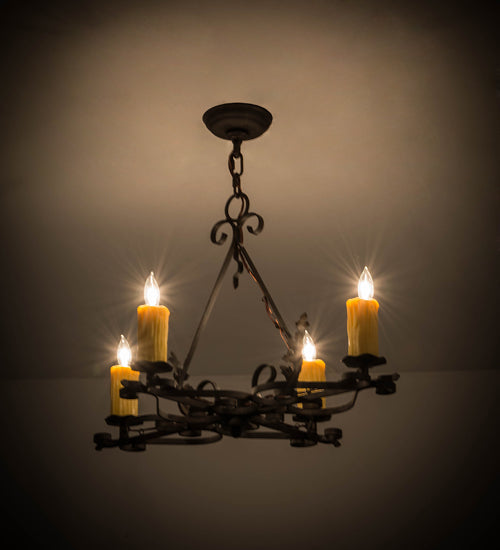 Meyda Lighting Elianna 28" 4-Light Chestnut Chandelier With Amber Faux Candlelight