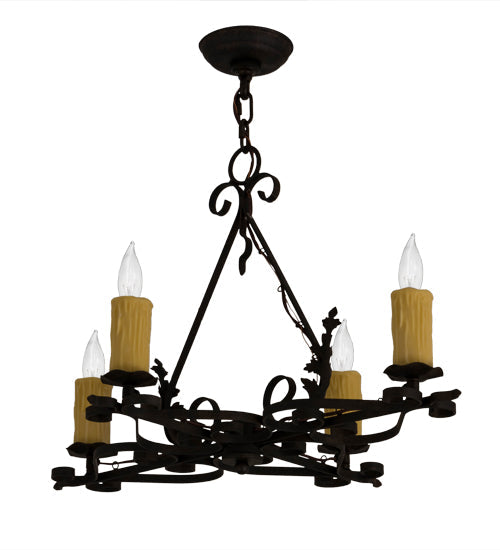 Meyda Lighting Elianna 28" 4-Light Chestnut Chandelier With Amber Faux Candlelight