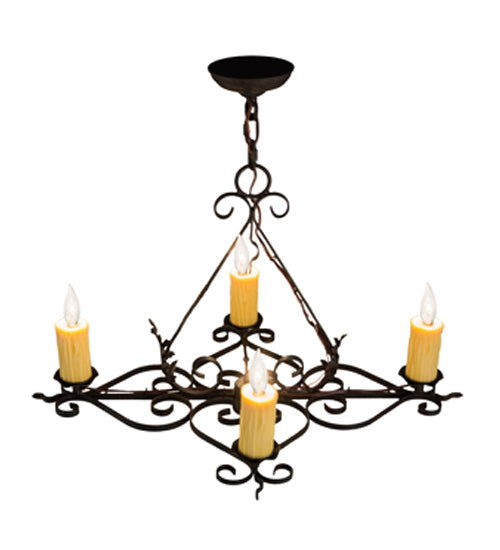 Meyda Lighting Elianna 28" 4-Light Chestnut Chandelier With Amber Faux Candlelight