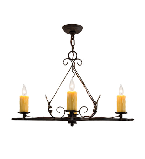 Meyda Lighting Elianna 28" 4-Light Chestnut Chandelier With Amber Faux Candlelight