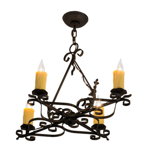 Meyda Lighting Elianna 28" 4-Light Chestnut Chandelier With Amber Faux Candlelight