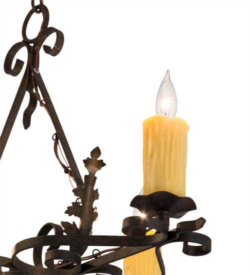 Meyda Lighting Elianna 28" 4-Light Chestnut Chandelier With Amber Faux Candlelight
