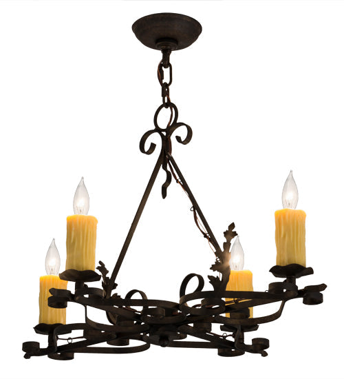Meyda Lighting Elianna 28" 4-Light Chestnut Chandelier With Amber Faux Candlelight