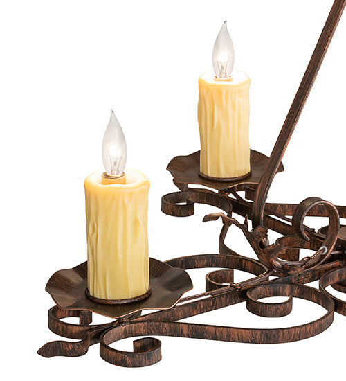 Meyda Lighting Elianna 28" 4-Light Cimarron Bronze Island Chandelier With Ivory Faux Candlelight