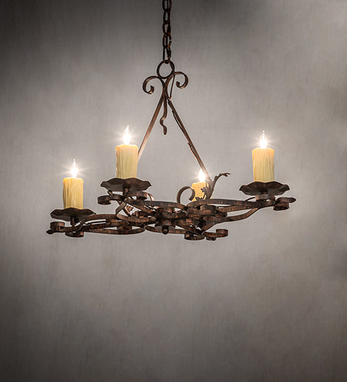 Meyda Lighting Elianna 28" 4-Light Cimarron Bronze Island Chandelier With Ivory Faux Candlelight