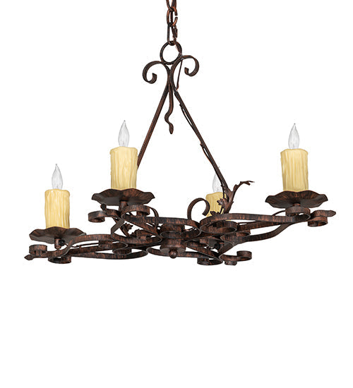 Meyda Lighting Elianna 28" 4-Light Cimarron Bronze Island Chandelier With Ivory Faux Candlelight