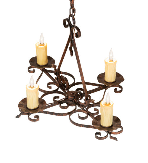 Meyda Lighting Elianna 28" 4-Light Cimarron Bronze Island Chandelier With Ivory Faux Candlelight