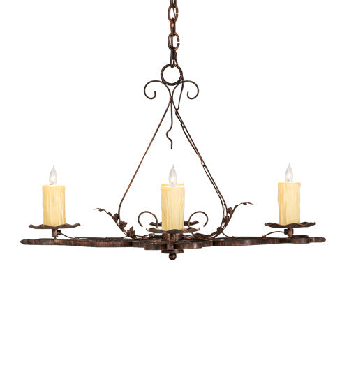 Meyda Lighting Elianna 28" 4-Light Cimarron Bronze Island Chandelier With Ivory Faux Candlelight