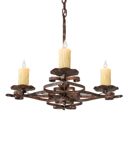 Meyda Lighting Elianna 28" 4-Light Cimarron Bronze Island Chandelier With Ivory Faux Candlelight