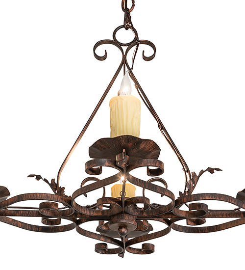 Meyda Lighting Elianna 28" 4-Light Cimarron Bronze Island Chandelier With Ivory Faux Candlelight