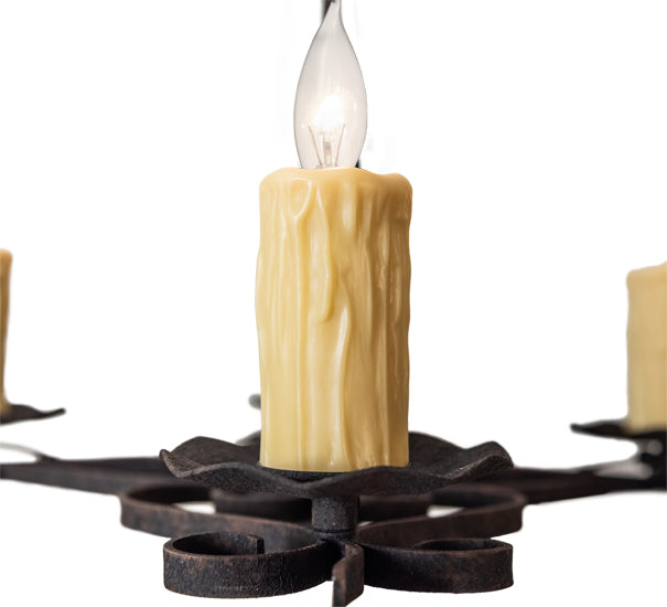 Meyda Lighting Elianna 28" 4-Light Distressed Chestnut Chandelier With Ivory Faux Candlelight