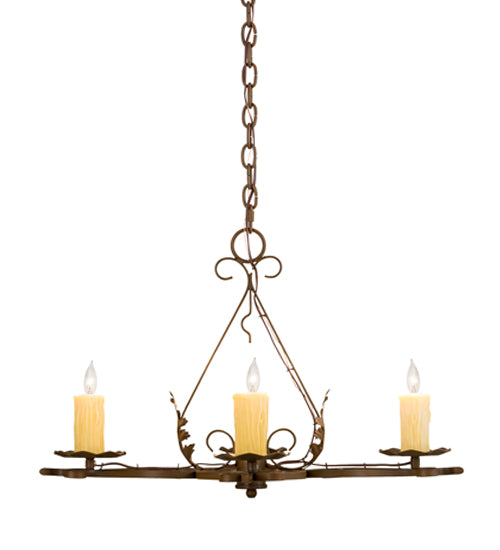 Meyda Lighting Elianna 28" 4-Light Rustic Iron Chandelier With Ivory Faux Candlelight