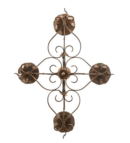 Meyda Lighting Elianna 28" 4-Light Rustic Iron Chandelier With Ivory Faux Candlelight